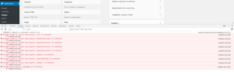 Can not edit widgets after updating WordPress